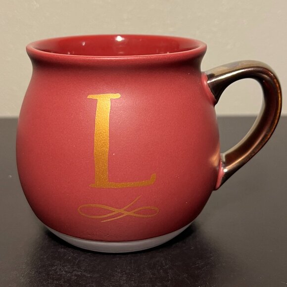 THRESHOLD Letter "L" Initial Monogram Rounded Maroon Stoneware Mug - Picture 2 of 14